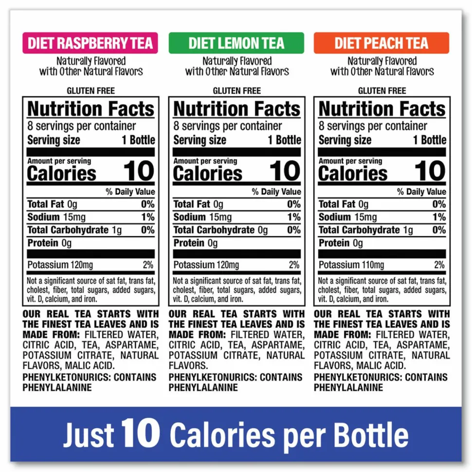 diet Snapple Ice Tea Variety Pack, Assorted Flavors, 20 oz Bottle, 24/Carton