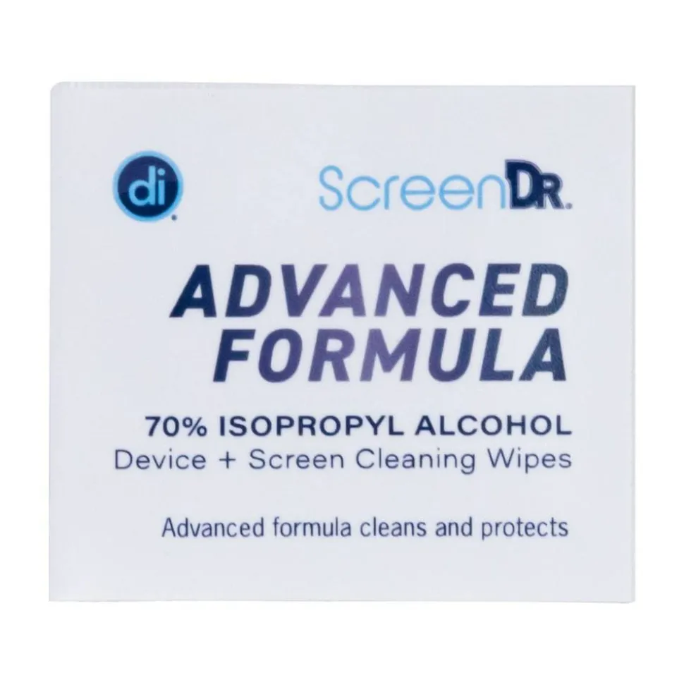 Digital Innovations ScreenDr 70% Alcohol Advanced Formula Device Cleaning Wipes And Microfiber Cloth, Box Of 120 Packets