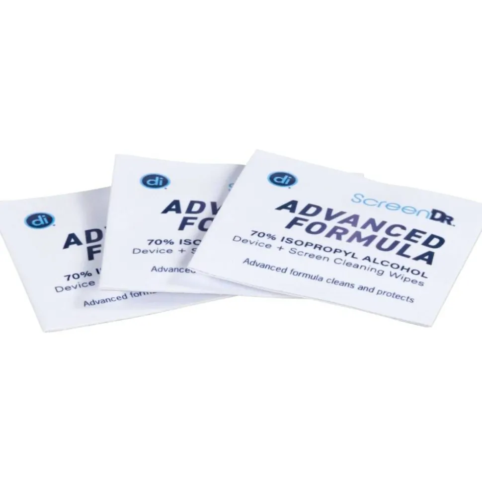 Digital Innovations ScreenDr 70% Alcohol Advanced Formula Device Cleaning Wipes And Microfiber Cloth, Box Of 120 Packets