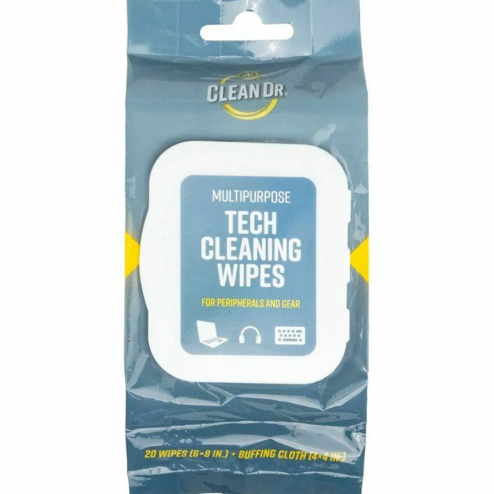 Digital Innovations ScreenDr Device and Screen Cleaning Wipes, 6.88" x 3.9", Unscented, White/Gray, 20/Pack