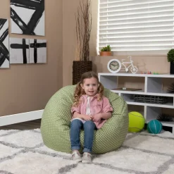 Dillon Small Green Dot Refillable Bean Bag Chair for Kids and Teens