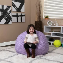 Dillon Small Lavender Dot Refillable Bean Bag Chair for Kids and Teens