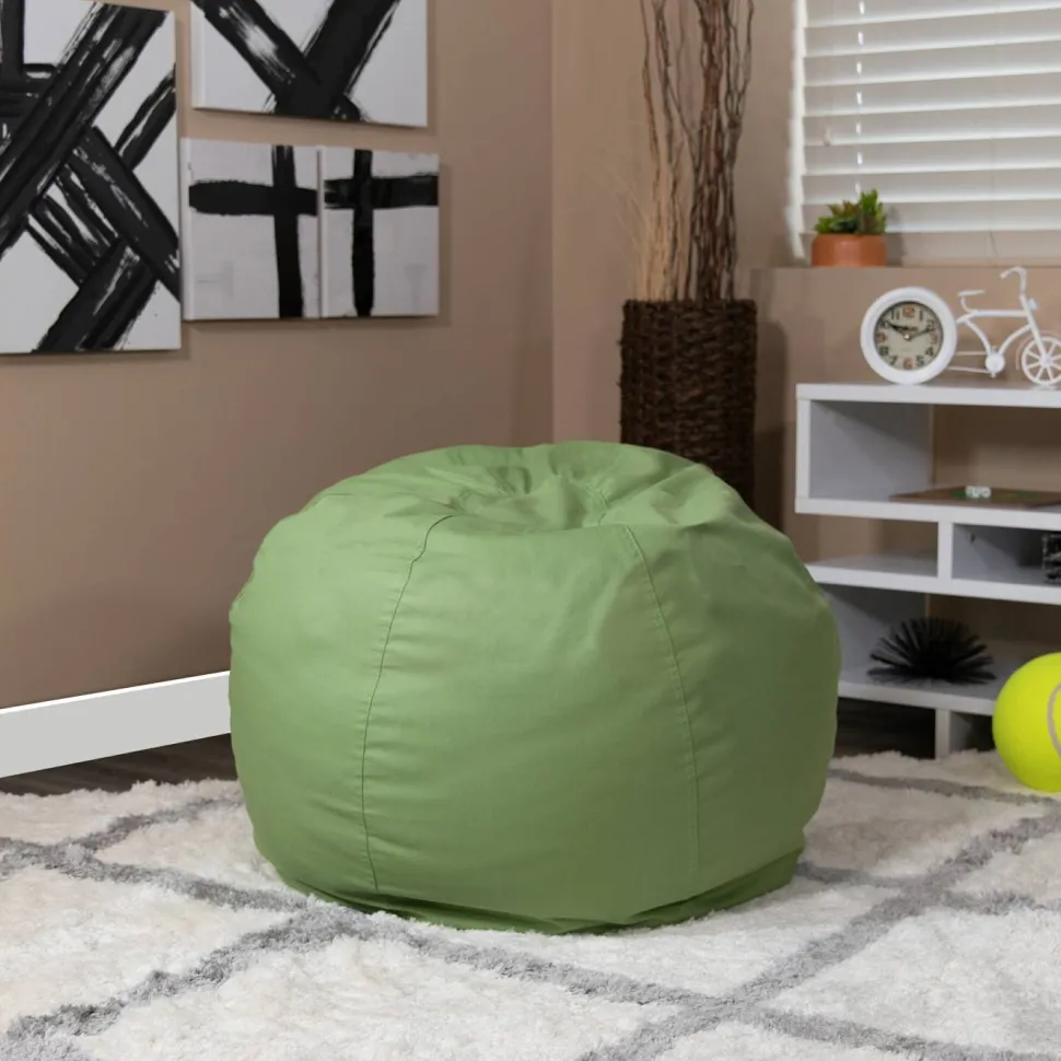 Dillon Small Solid Green Refillable Bean Bag Chair for Kids and Teens