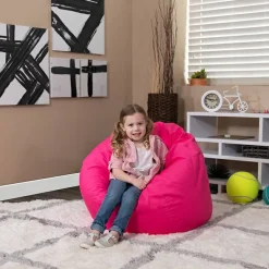 Dillon Small Solid Hot Pink Refillable Bean Bag Chair for Kids and Teens