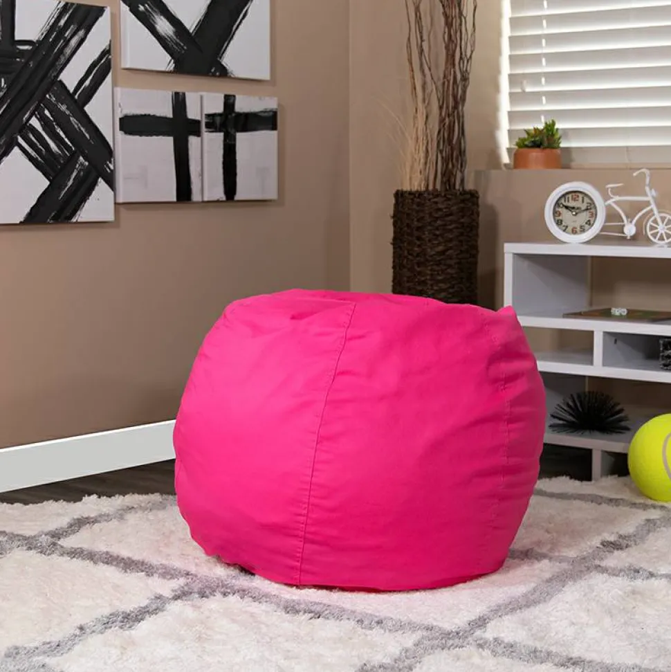 Dillon Small Solid Hot Pink Refillable Bean Bag Chair for Kids and Teens