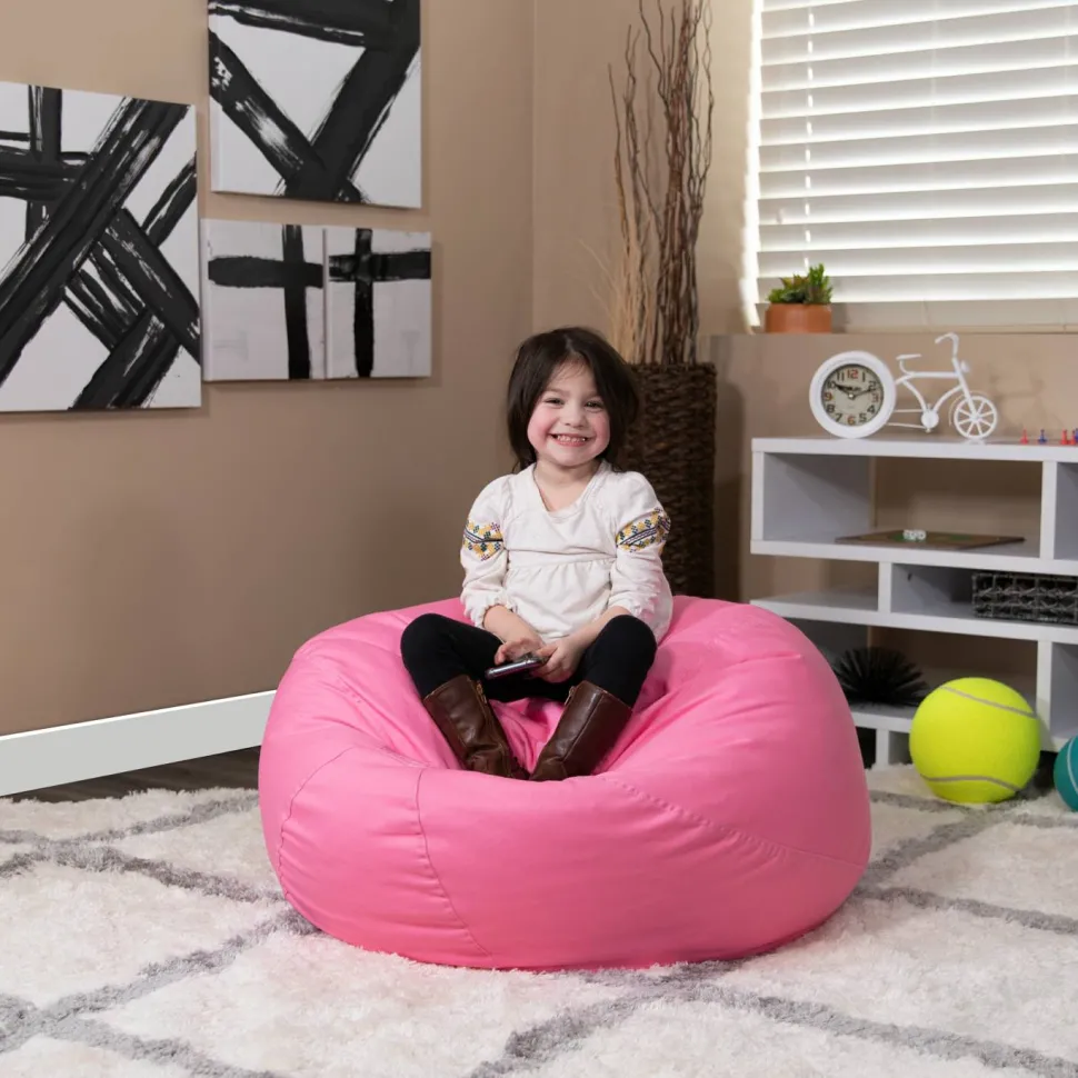 Dillon Small Solid Light Pink Refillable Bean Bag Chair for Kids and Teens