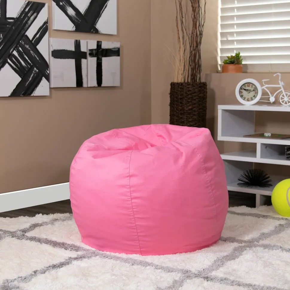 Dillon Small Solid Light Pink Refillable Bean Bag Chair for Kids and Teens