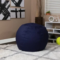 Dillon Small Solid Navy Blue Refillable Bean Bag Chair for Kids and Teens