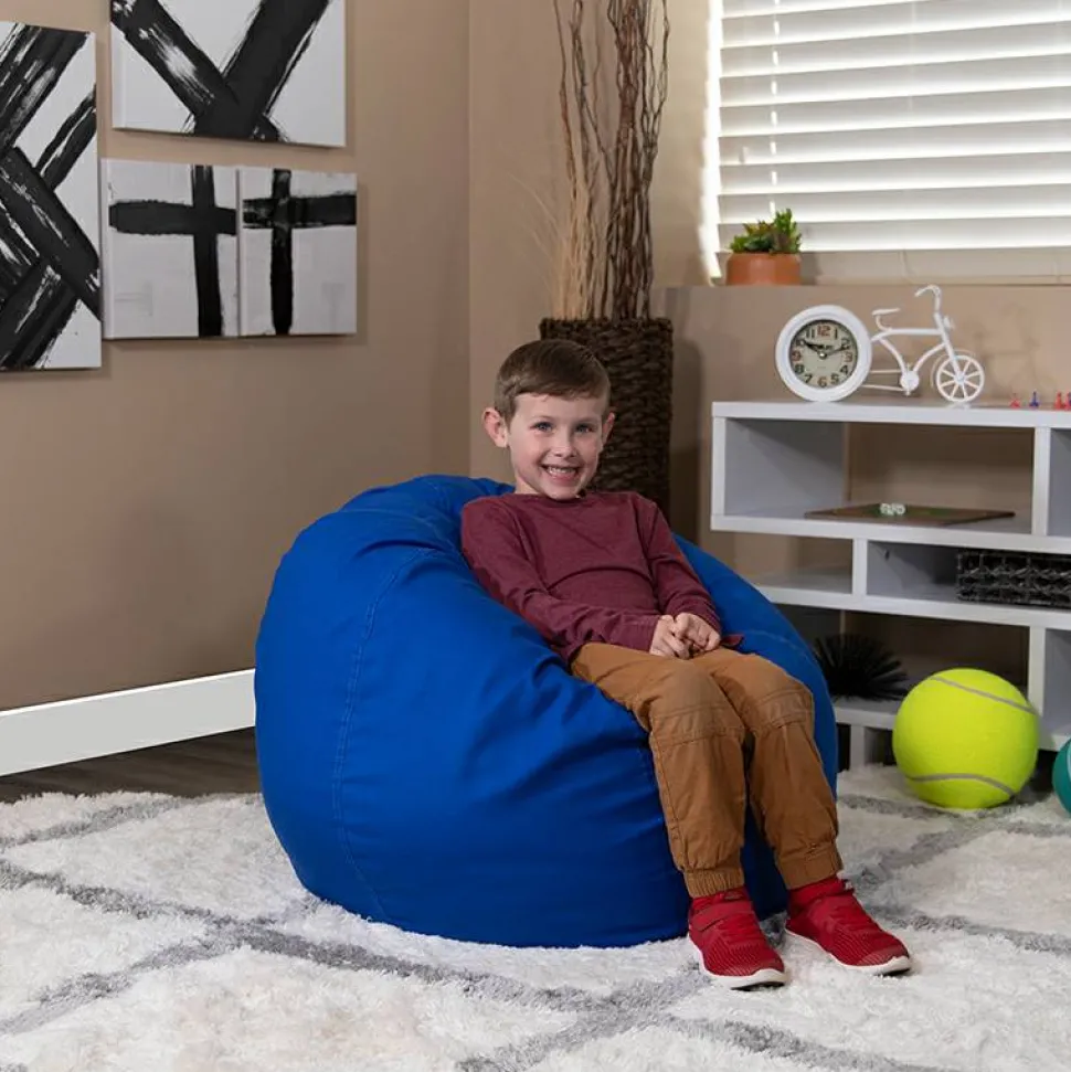 Dillon Small Solid Royal Blue Refillable Bean Bag Chair for Kids and Teens