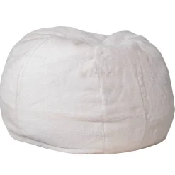 Dillon Small White Furry Refillable Bean Bag Chair for Kids and Teens