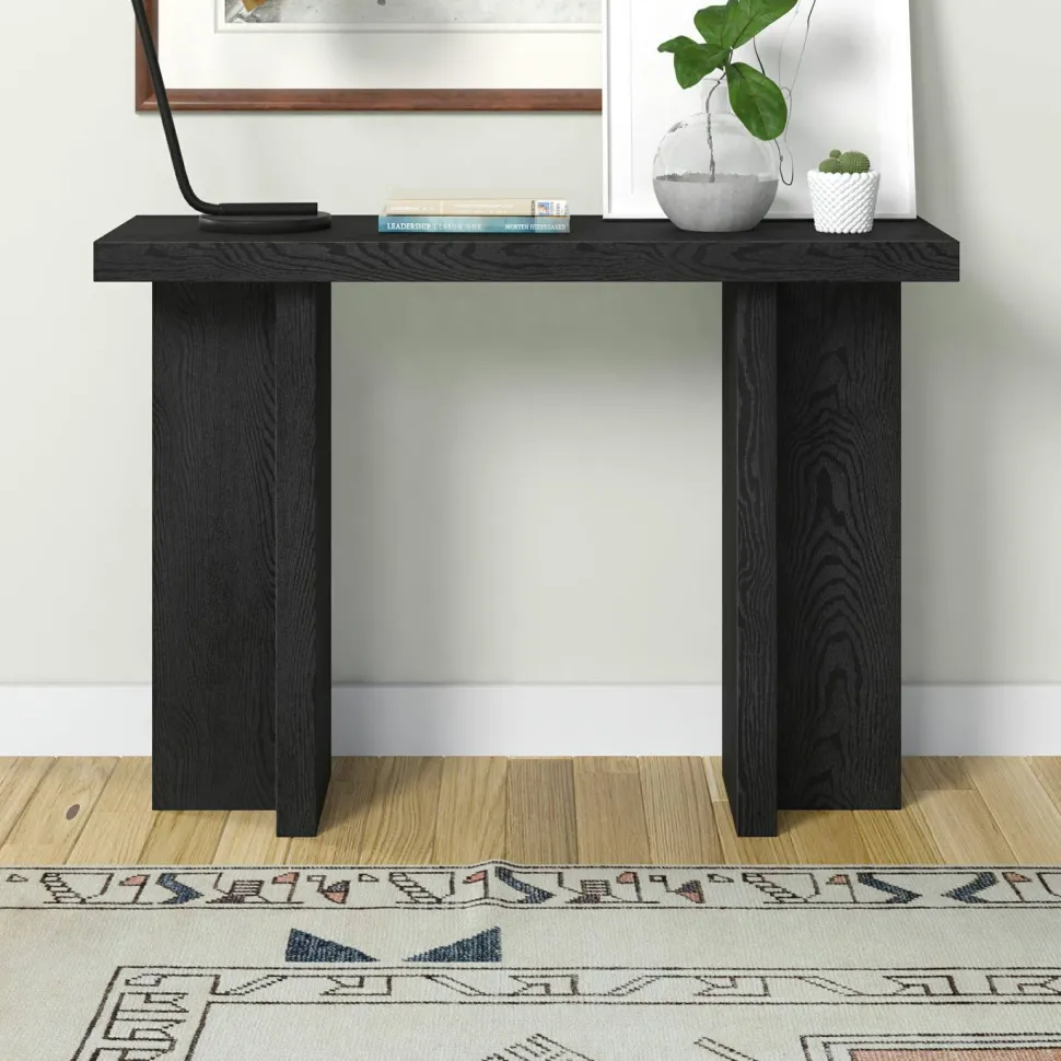 Dimitra 42" Wide Rectangular Console Table in Black Grain