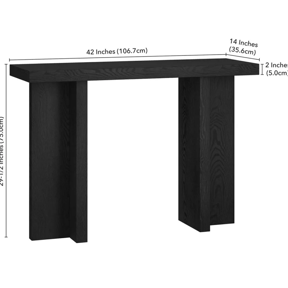 Dimitra 42" Wide Rectangular Console Table in Black Grain