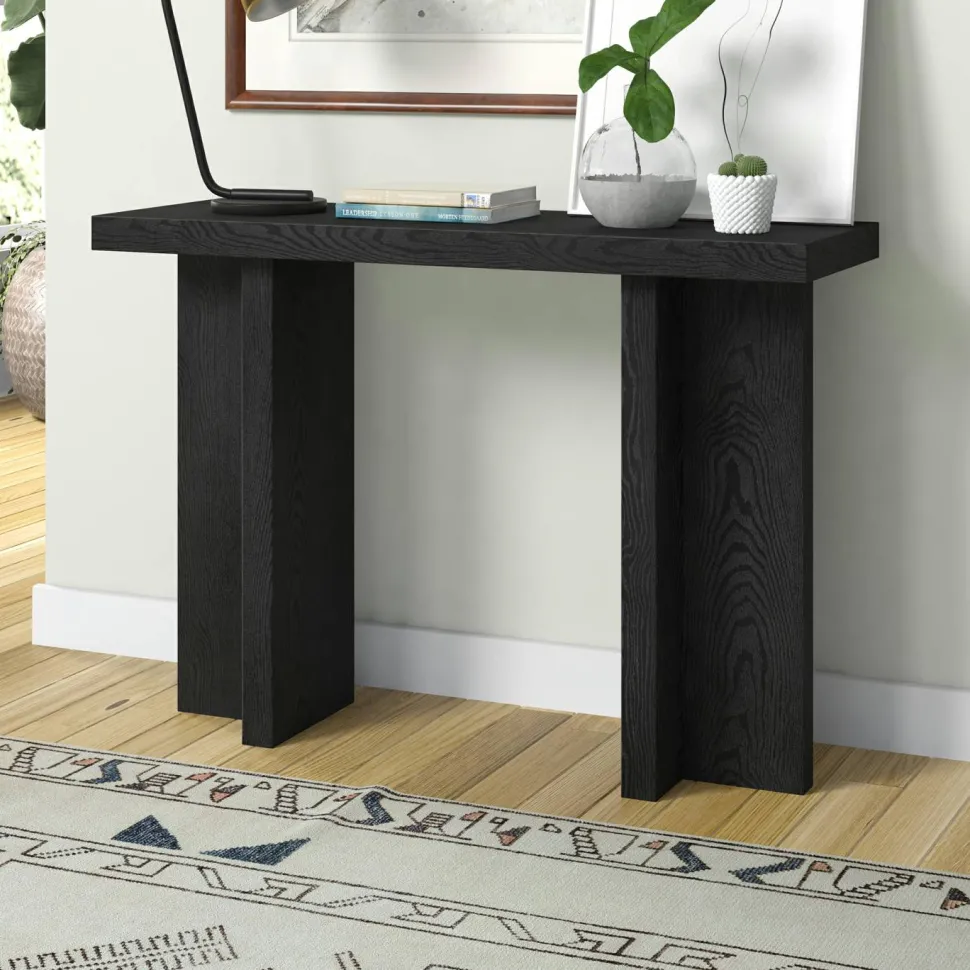 Dimitra 42" Wide Rectangular Console Table in Black Grain