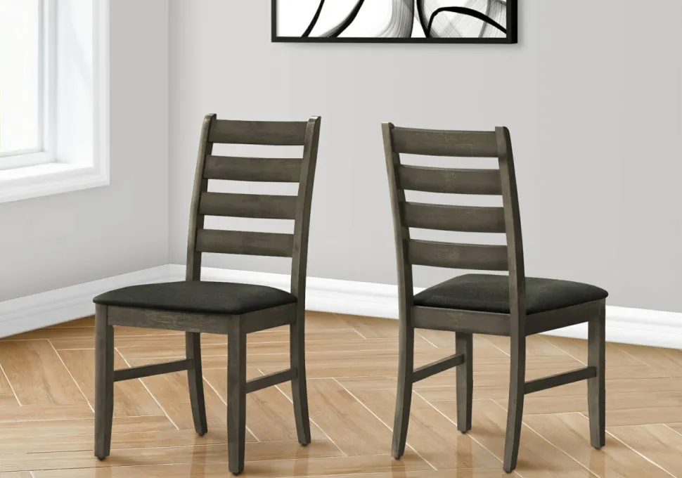 Dining Chair, 38" Height, Dining Room, Kitchen, Set Of 2, Side, Upholstered, Antique Grey, Grey Fabric, Transitional