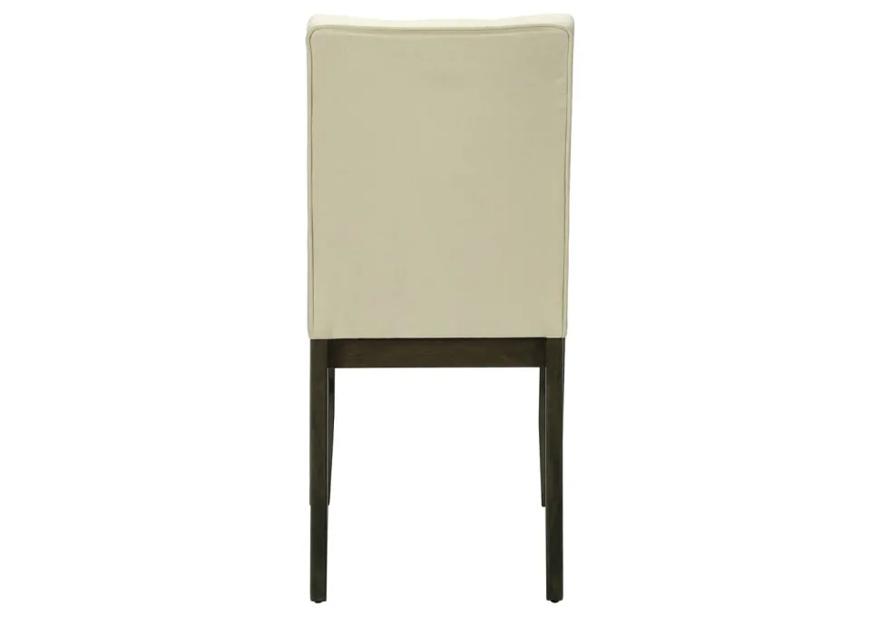 Dining Chair, 37" Height, Set Of 2, Upholstered, Dining Room, Kitchen, Cream Fabric, Grey Solid Wood, Transitional