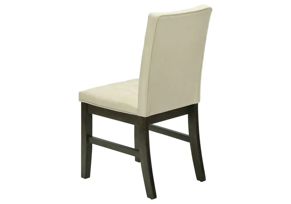 Dining Chair, 37" Height, Set Of 2, Upholstered, Dining Room, Kitchen, Cream Fabric, Grey Solid Wood, Transitional