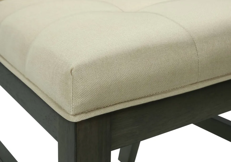 Dining Chair, 37" Height, Set Of 2, Upholstered, Dining Room, Kitchen, Cream Fabric, Grey Solid Wood, Transitional
