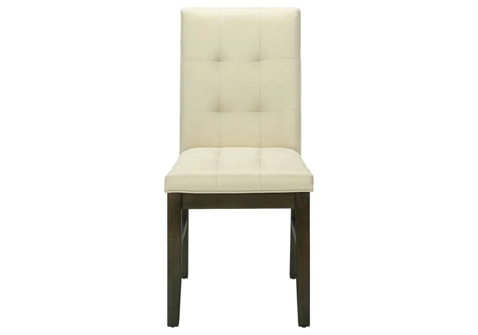 Dining Chair, 37" Height, Set Of 2, Upholstered, Dining Room, Kitchen, Cream Fabric, Grey Solid Wood, Transitional