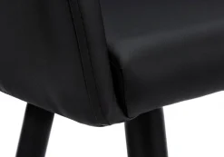 Dining Chair, Set Of 2, Side, Upholstered, Kitchen, Dining Room, Black Leather Look, Black Metal, Contemporary, Modern