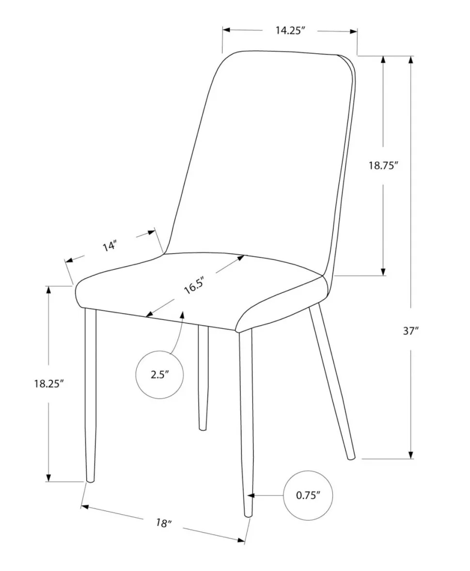 Dining Chair, Set Of 2, Side, Upholstered, Kitchen, Dining Room, White Leather Look, Chrome Metal, Contemporary, Modern