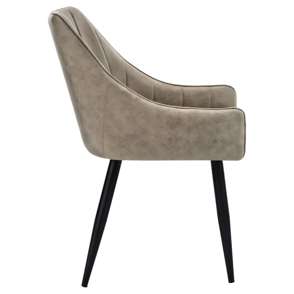 Dining Chair, Set Of 2, Side, Upholstered, Kitchen, Dining Room, Brown Fabric, Black Metal, Contemporary, Modern