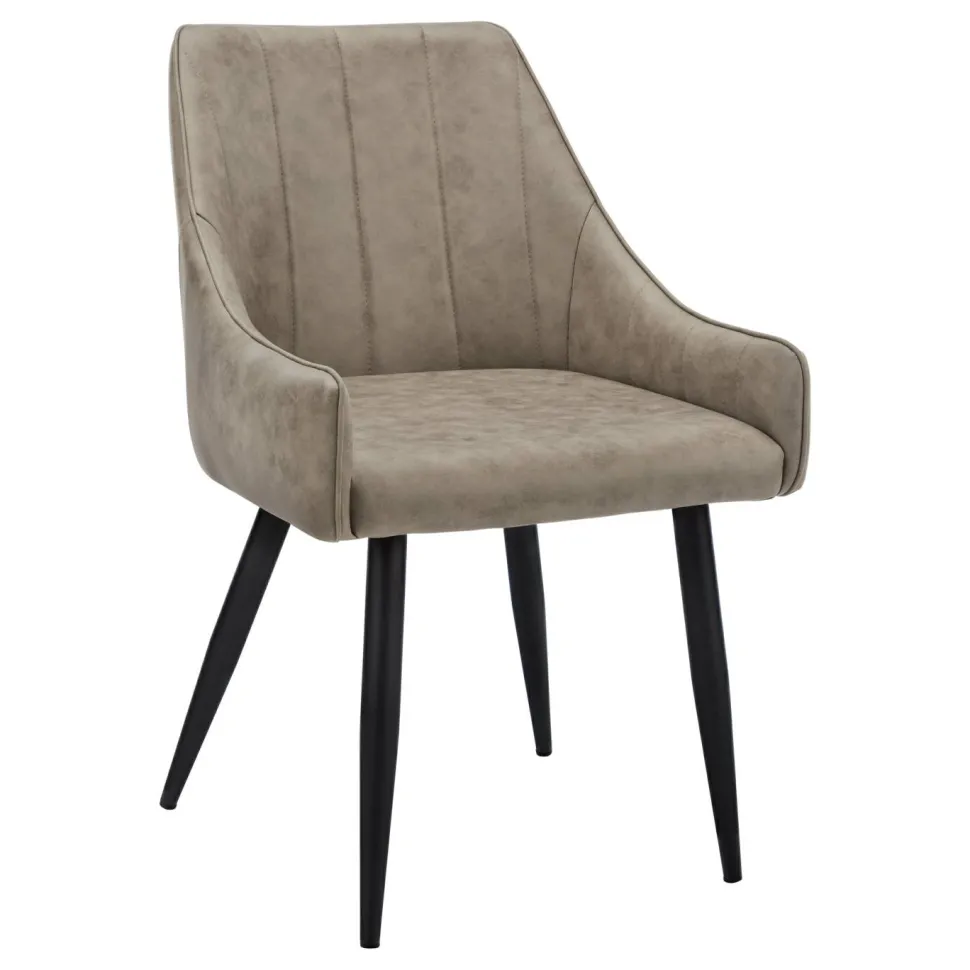 Dining Chair, Set Of 2, Side, Upholstered, Kitchen, Dining Room, Brown Fabric, Black Metal, Contemporary, Modern
