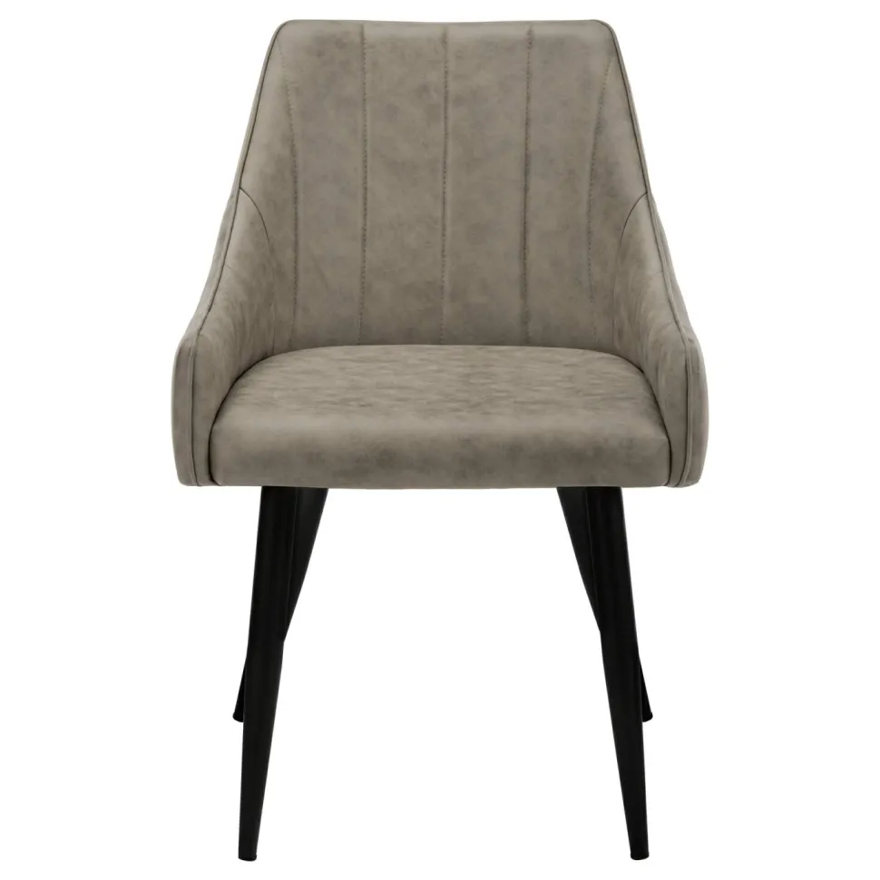 Dining Chair, Set Of 2, Side, Upholstered, Kitchen, Dining Room, Brown Fabric, Black Metal, Contemporary, Modern