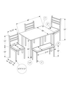 Dining Set, 5pcs Set, 40