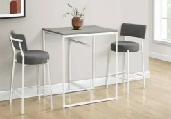Dining Table, 32" Rectangular, Counter Height, Small, Laminate Top, Kitchen, Grey Laminate, White Metal, Contemporary, Modern