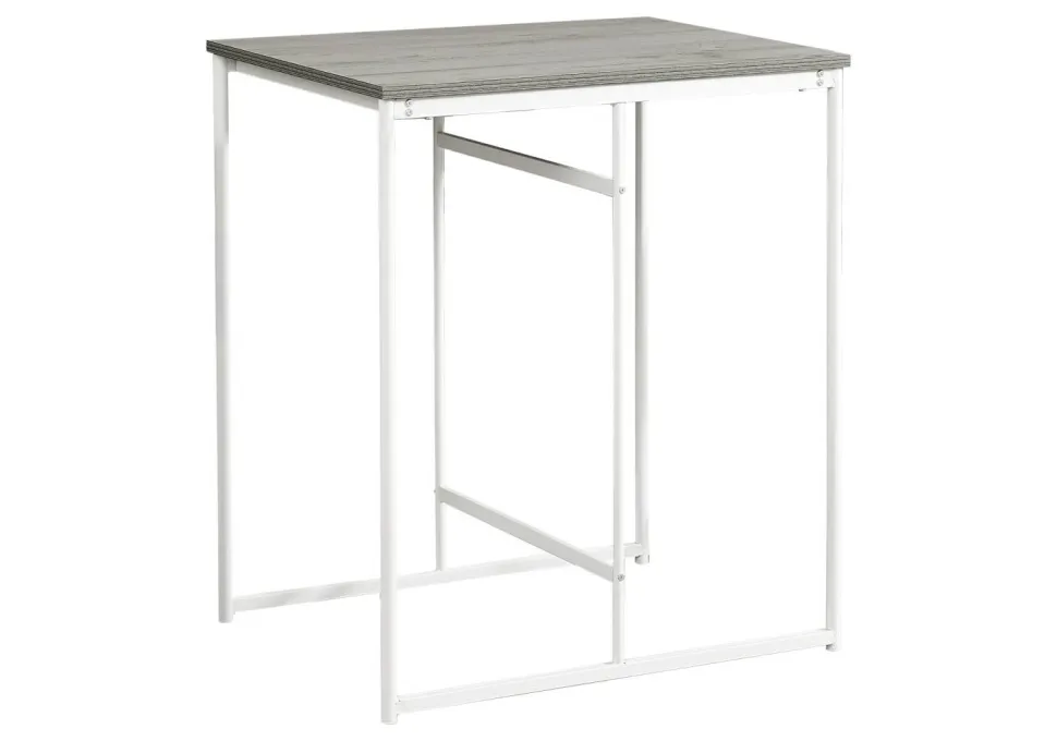 Dining Table, 32" Rectangular, Counter Height, Small, Laminate Top, Kitchen, Grey Laminate, White Metal, Contemporary, Modern