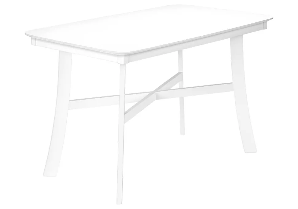 Dining Table, 48" Rectangular, Small, Kitchen, Dining Room, White Veneer, Wood Legs, Transitional