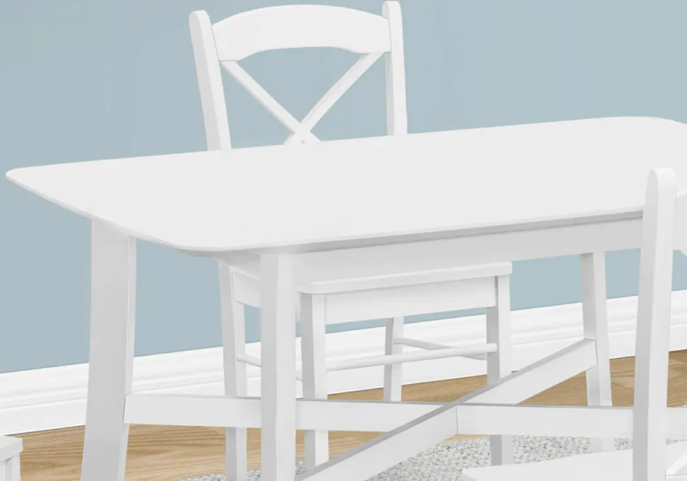 Dining Table, 48" Rectangular, Small, Kitchen, Dining Room, White Veneer, Wood Legs, Transitional