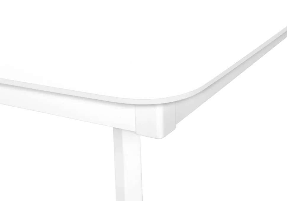 Dining Table, 48" Rectangular, Small, Kitchen, Dining Room, White Veneer, Wood Legs, Transitional