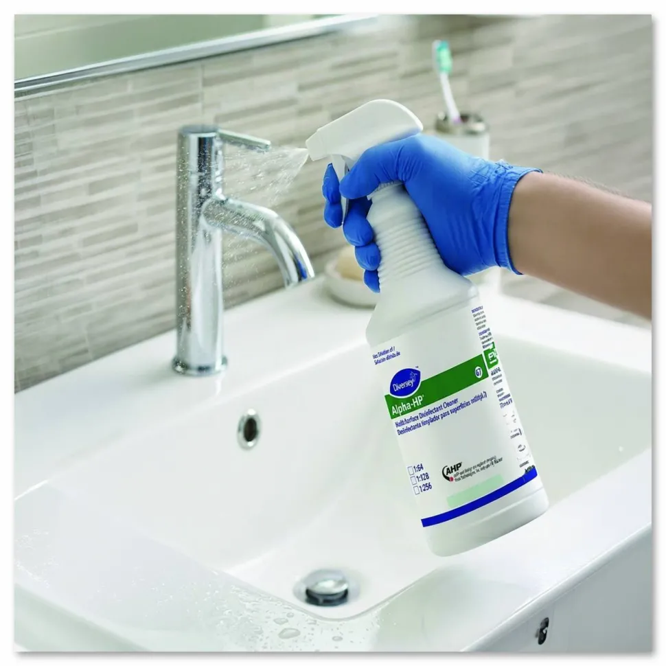 Diversey Alpha-HP Multi-Surface Disinfectant Cleaner Spray Bottle, 32 oz, White, 12/Carton