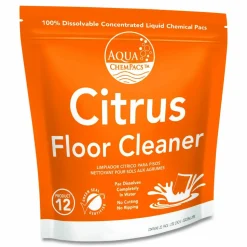 Diversey Aqua ChemPacs Citrus Floor Cleaner, Citrus Scent, 100 ChemPacs/Pack