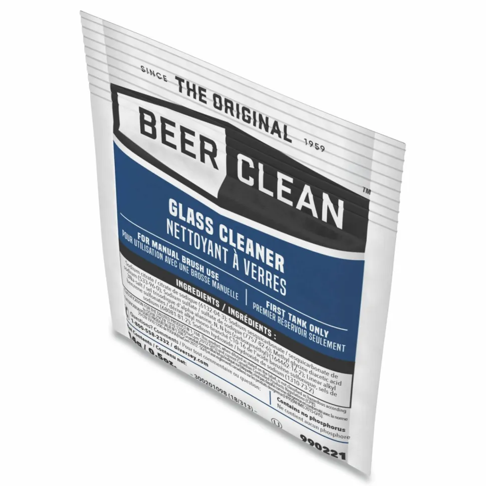 Diversey Beer Clean Glass Cleaner, Powder, 0.5 oz. Packet, 100/Carton