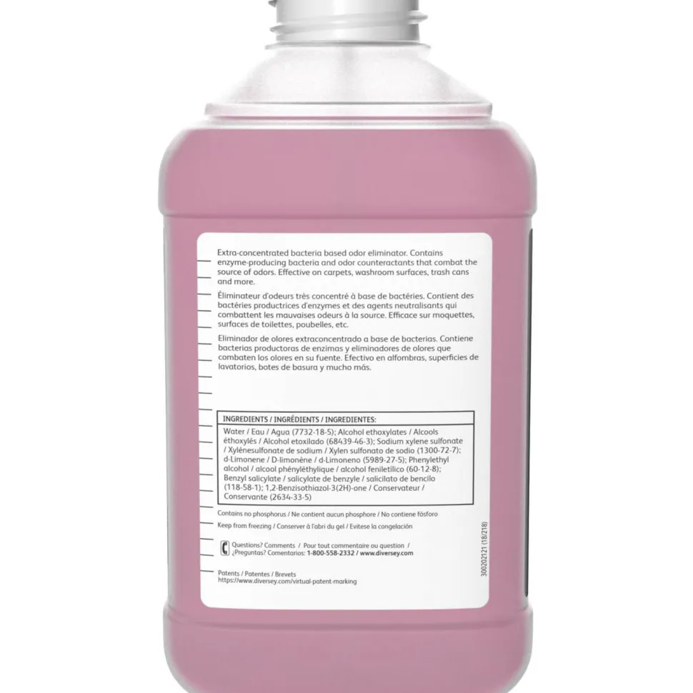 Diversey BreakDown XC Odor Eliminator/Cleaner Concentrate, Fresh Scent, 2.5L (84.54 oz), Red, Carton Of 2 Bottles