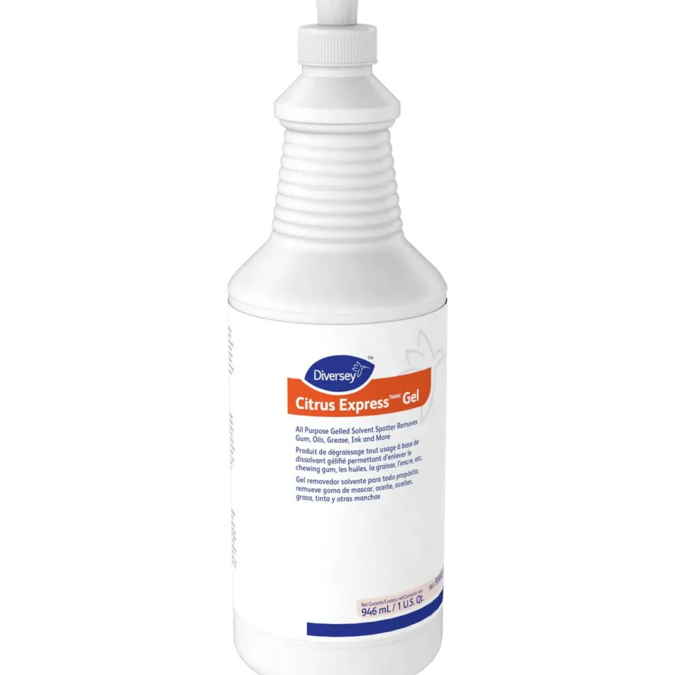 Diversey Citrus Express Gel Solvent Spotter - 32 fl oz (1 quart) - Citrus Scent - Pleasant Scent - White - 6 / Carton