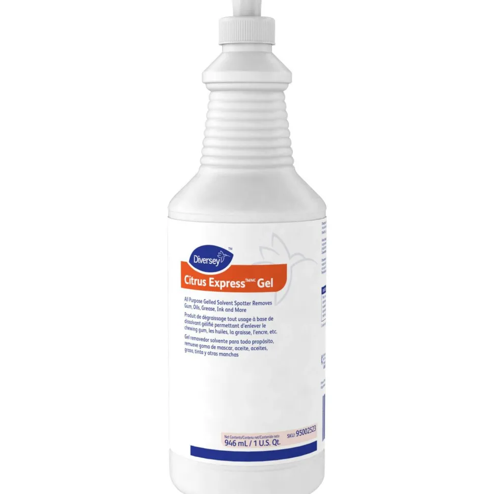 Diversey Citrus Express Gel Solvent Spotter - 32 fl oz (1 quart) - Citrus Scent - Pleasant Scent - White - 6 / Carton