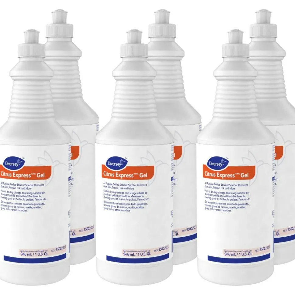 Diversey Citrus Express Gel Solvent Spotter - 32 fl oz (1 quart) - Citrus Scent - Pleasant Scent - White - 6 / Carton