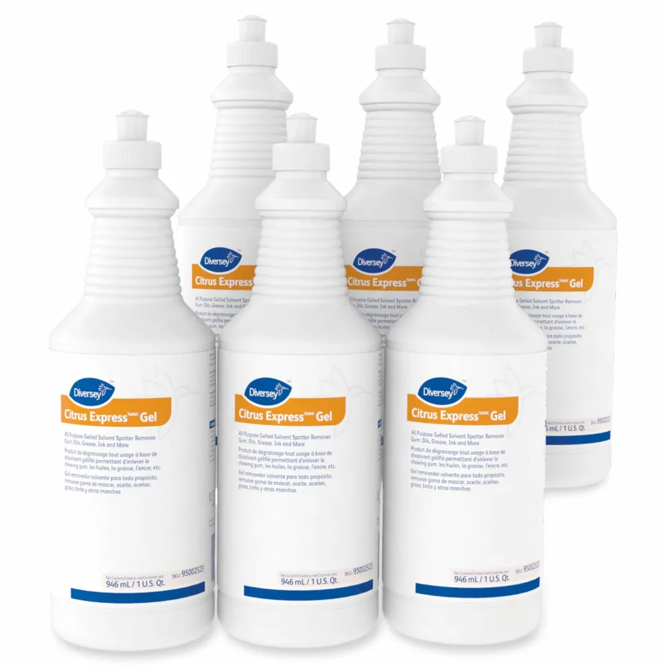 Diversey Citrus Express Gel Spotter, Citrus Scent, 32 oz Squeeze Bottle, 6/Carton