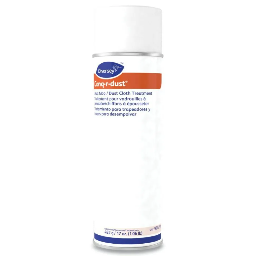 Diversey Conq-r-Dust Dust Mop/Dust Cloth Treatment, Amine Scent, 17 oz Aerosol Spray, 12/Carton
