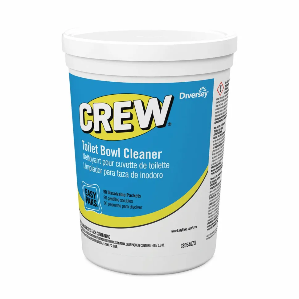 Diversey Crew Easy Paks Toilet Bowl Cleaner, Fresh Floral Scent, 0.5 oz Packet, 90 Packets/Tub