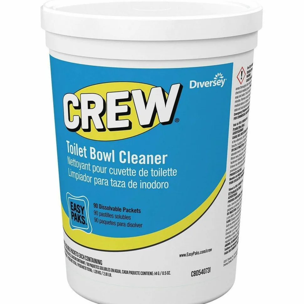 Diversey Crew Easy Paks Toilet Bowl Cleaner, Fresh Floral Scent, 0.5 oz Packet, 90 Packets/Tub
