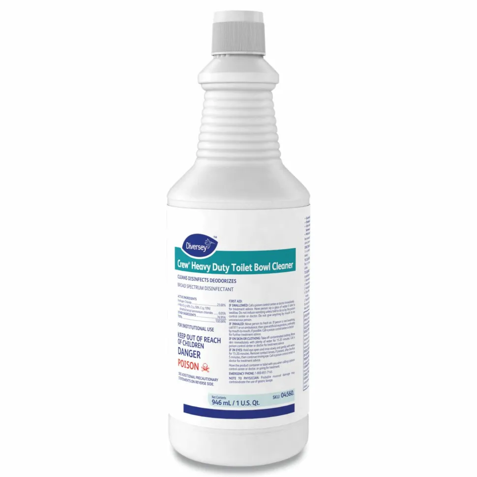 Diversey Crew Heavy Duty Toilet Bowl Cleaner, Minty Scent, 32 oz Squeeze Bottle, 12/Carton