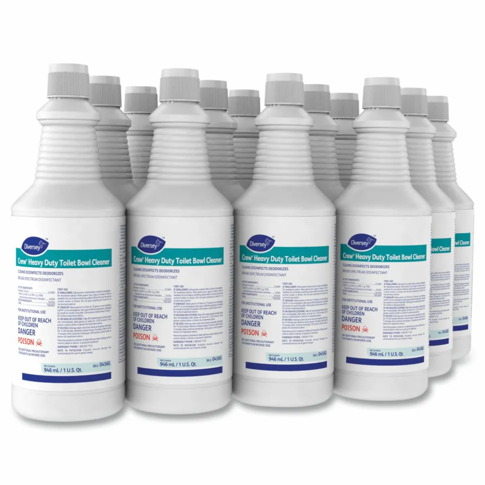 Diversey Crew Heavy Duty Toilet Bowl Cleaner, Minty Scent, 32 oz Squeeze Bottle, 12/Carton