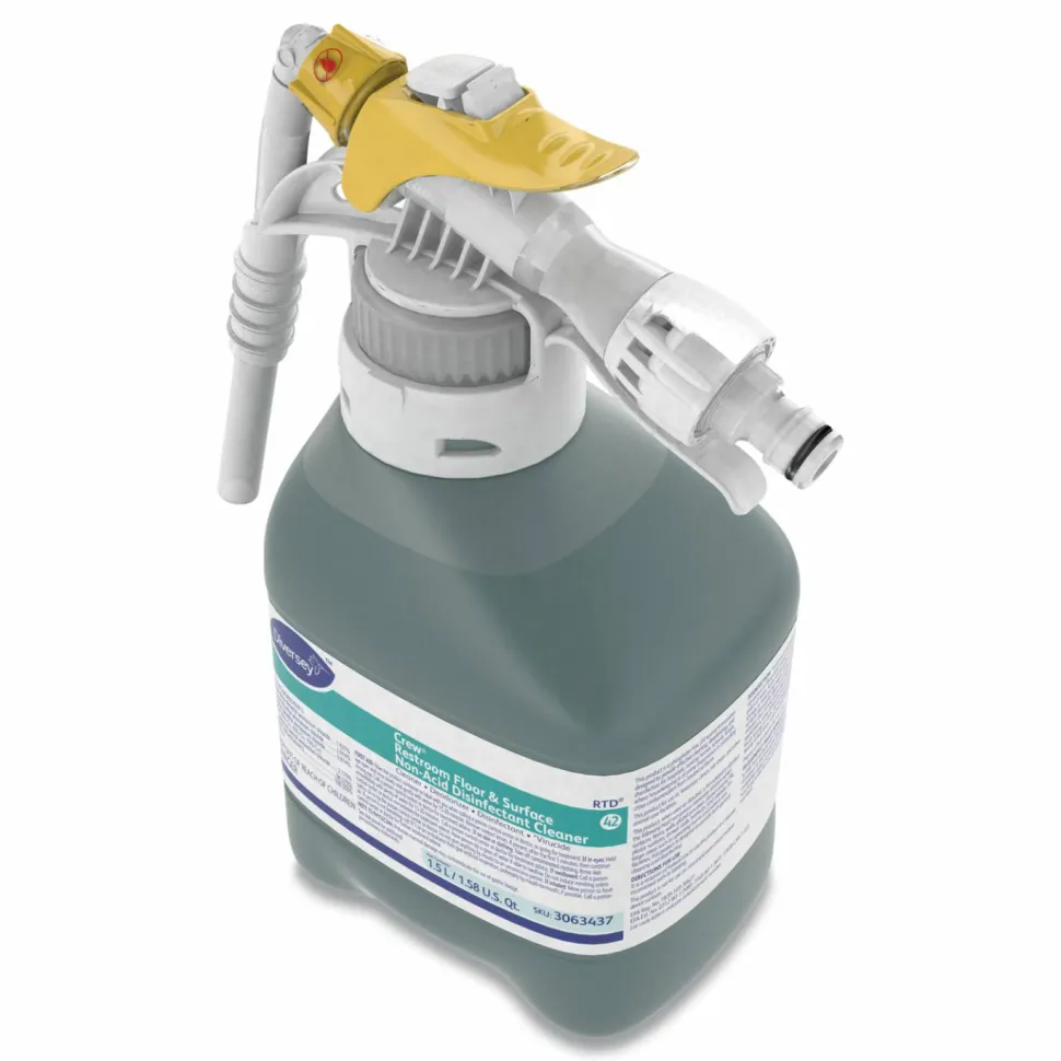 Diversey Crew Restroom Floor/Surface Non-Acid Disinfectant Cleaner, Fresh Scent, 50.7 oz Bottle, 2/Carton
