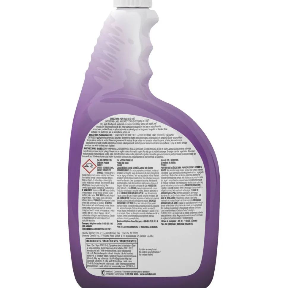 Diversey Crew Shower, Tub and Tile Cleaner, Fresh Clean Scent, Liquid, 32 oz Bottle, 4/Carton