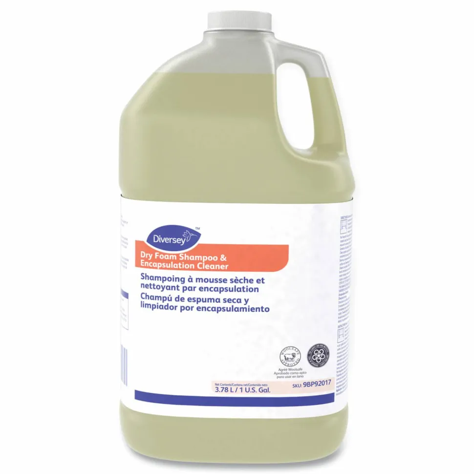 Diversey Dry Foam Shampoo and Encapsulation Cleaner, Floral Scent, Liquid, 1 gal, 4/Carton