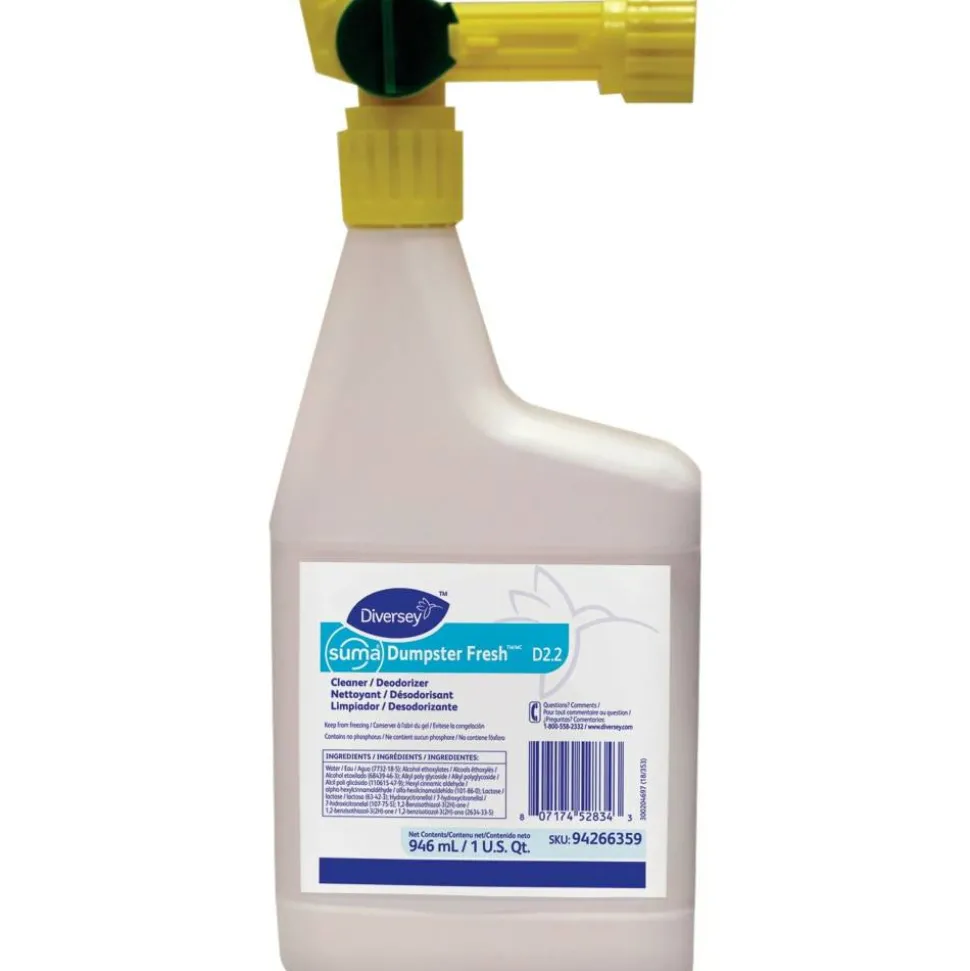 Diversey Dumpster Fresh - 32 fl oz (1 quart) - Floral Scent - Non-pathogenic - Green - 4 / Carton